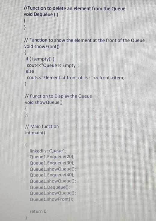 Solved Part1: Queue implementation using array: In this part | Chegg.com