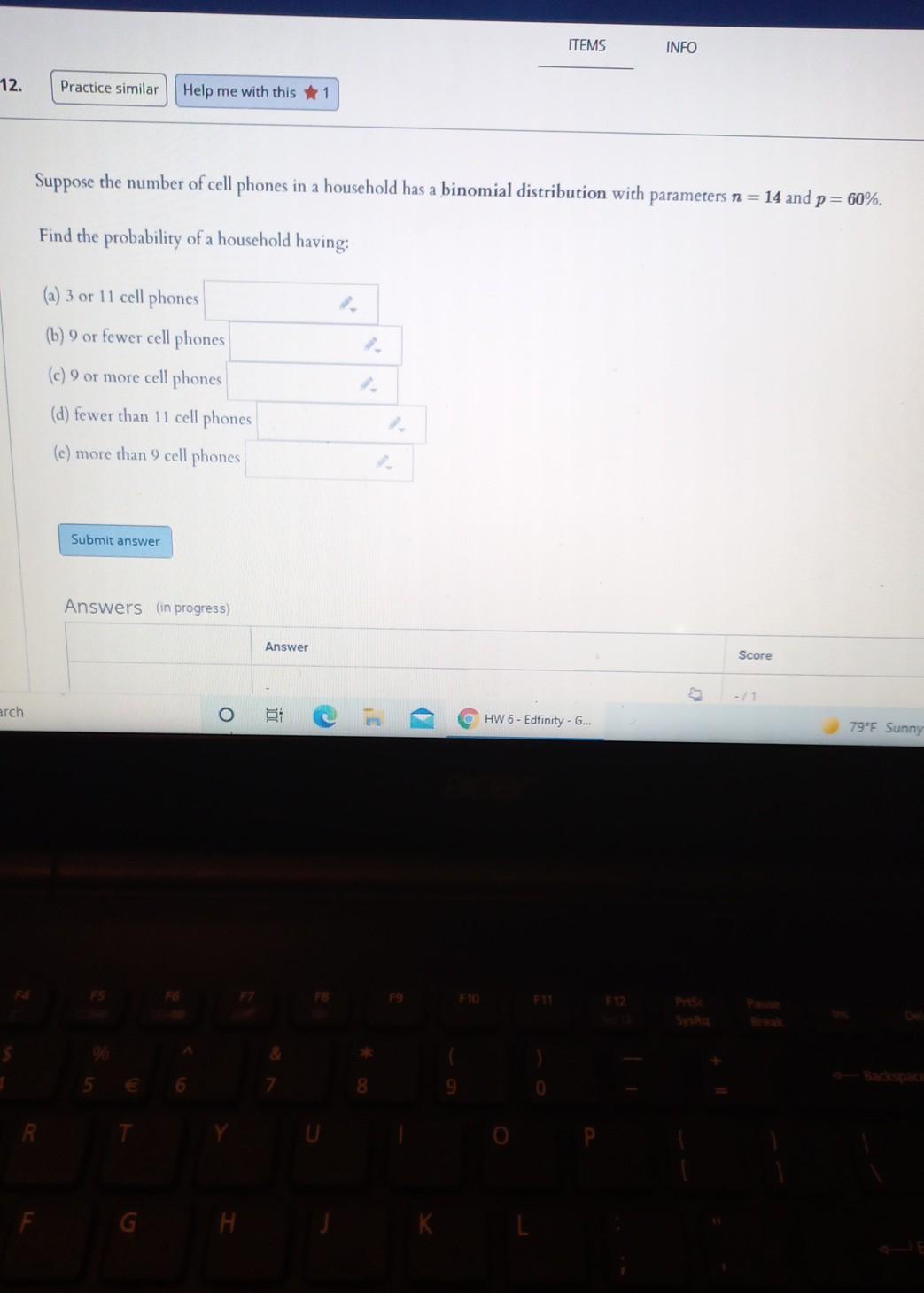 Solved х B Edfinity - Stats Data Analysis Fo 00 HW 6 - | Chegg.com