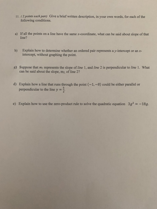 Solved 11. (2 points each part) Give a brief written | Chegg.com