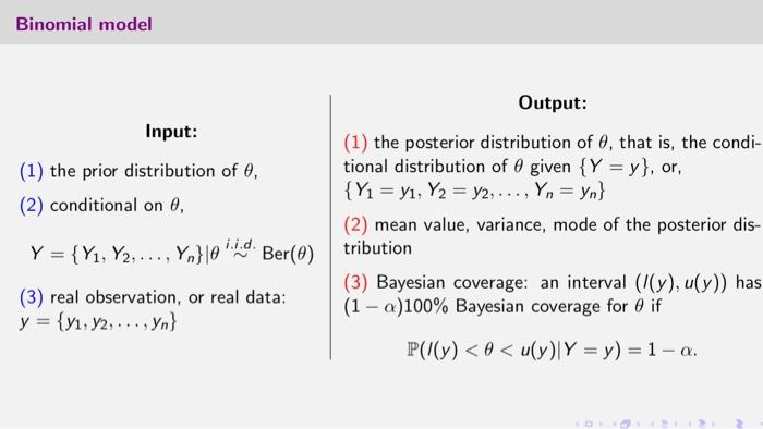 Solved Binomial Model Output Input 1 The Posterior Di Chegg Com