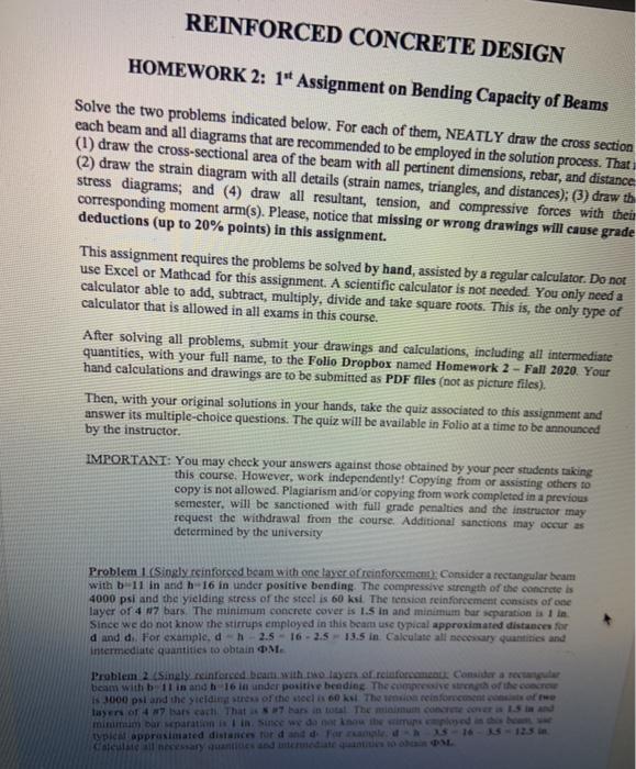 REINFORCED CONCRETE DESIGN HOMEWORK 2: 1