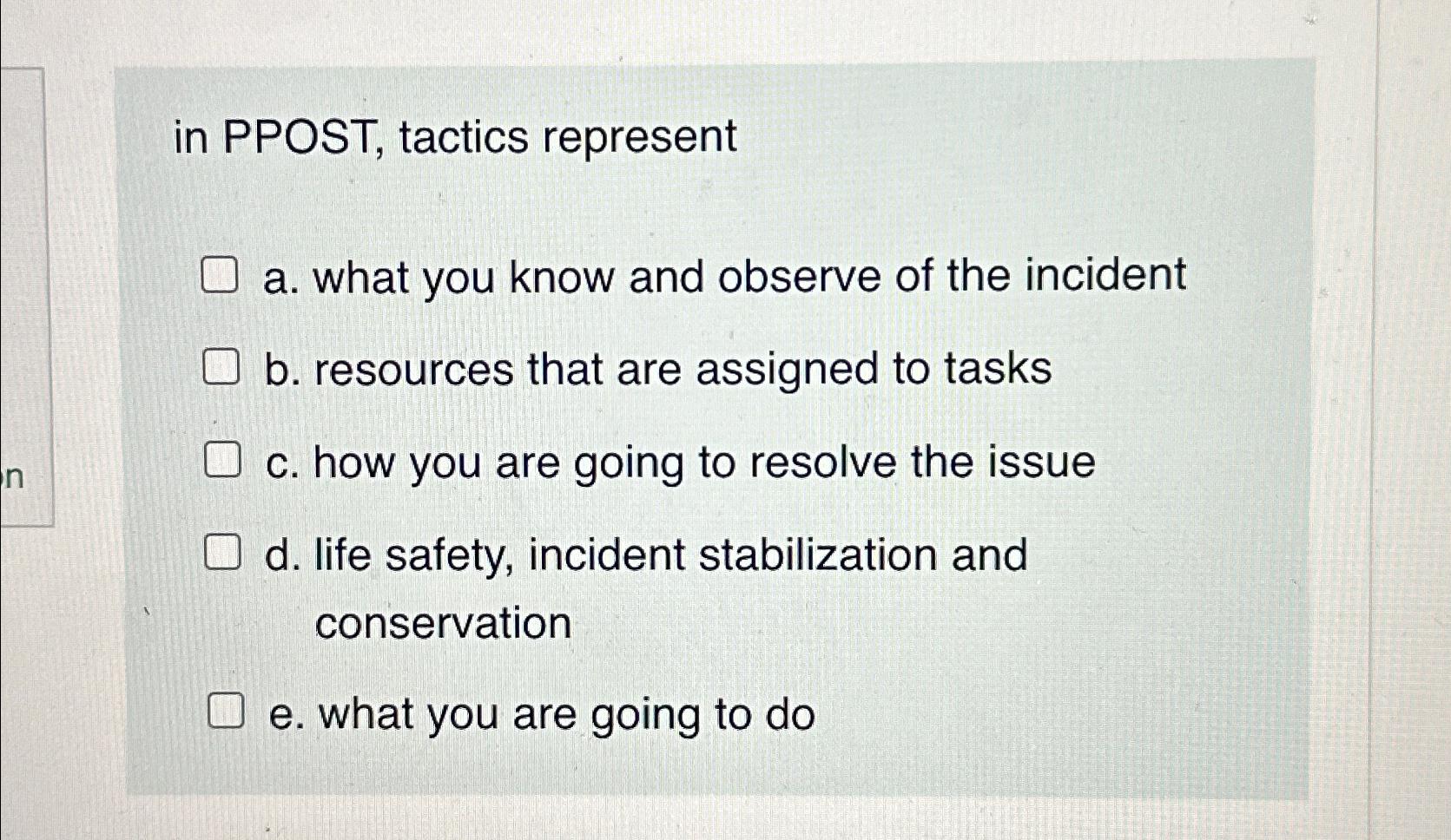 Solved in PPOST, tactics representa. ﻿what you know and | Chegg.com