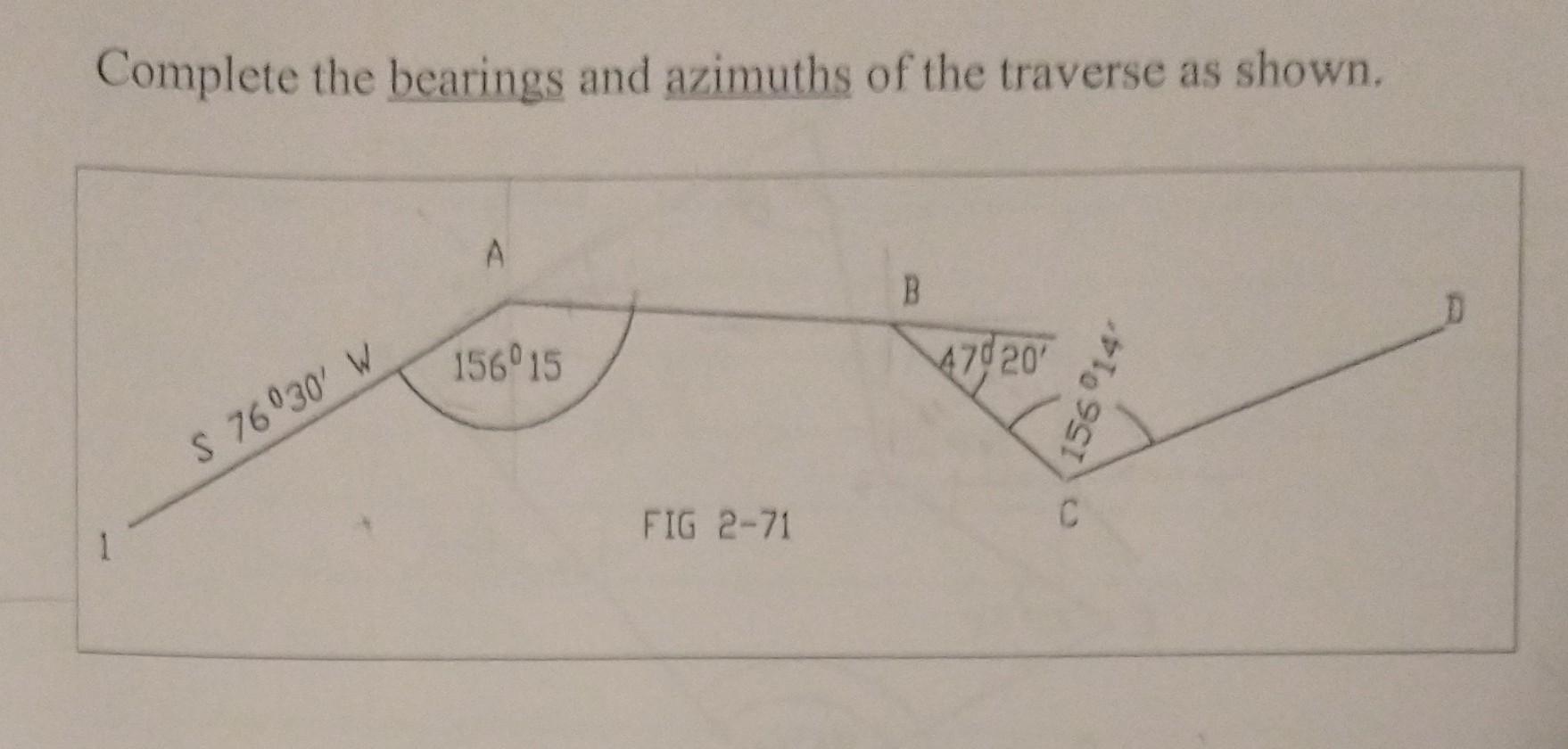 Solved Complete the bearings and azimuths of the traverse as