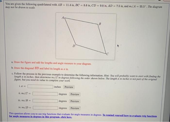 Solved You are given the following quadrilateral with AB = | Chegg.com