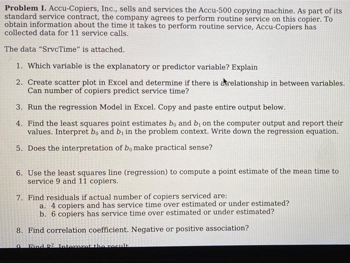 Solved Problem I. AccuCopiers, Inc., sells and services the