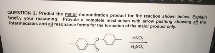 Solved QUESTION 2: Predict The Major Mononitration Product | Chegg.com