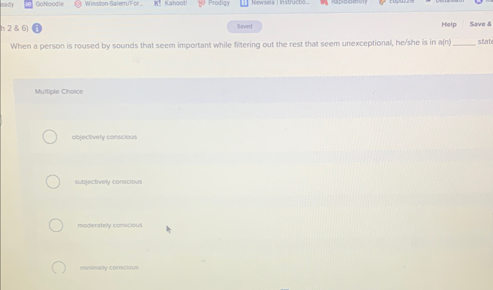 Solved h 2 ﻿& 6) (i)HelpSave &When a person is roused by | Chegg.com