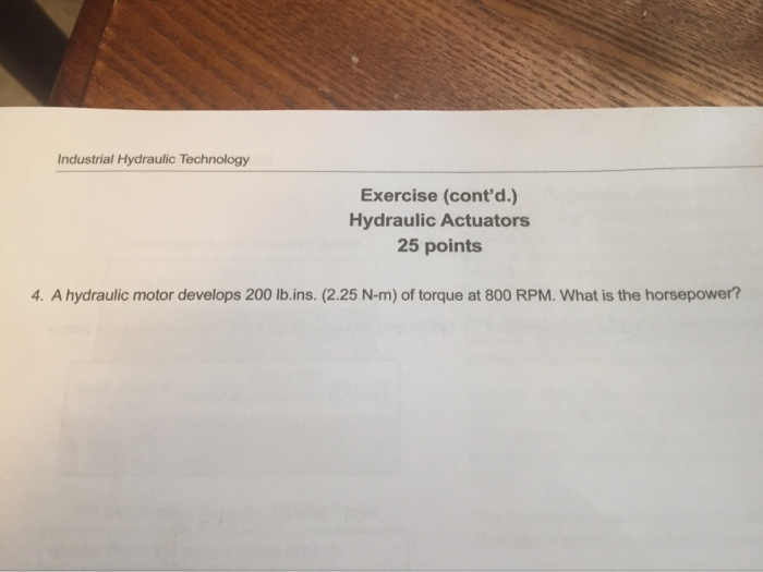 Solved Industrial Hydraulic Technology Exercise (cont'd .)