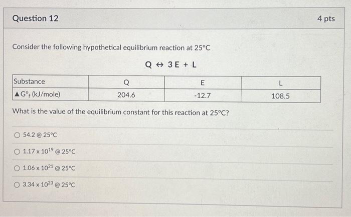 Solved Consider The Following Hypothetical Equilibrium | Chegg.com