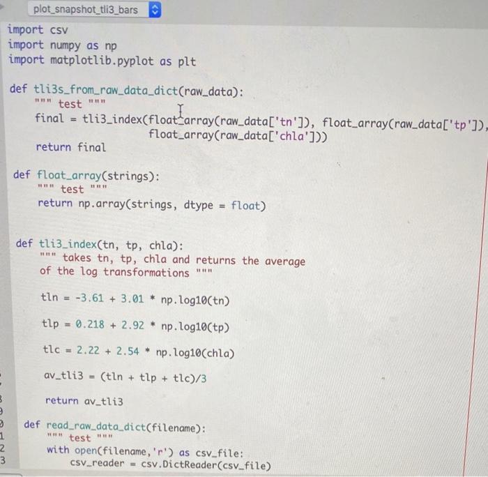 Solved Write the code for the plot_snapshot_tli3_bars, the | Chegg.com