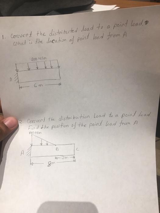 Solved 1. Convert the distributed load to a point load. what | Chegg.com
