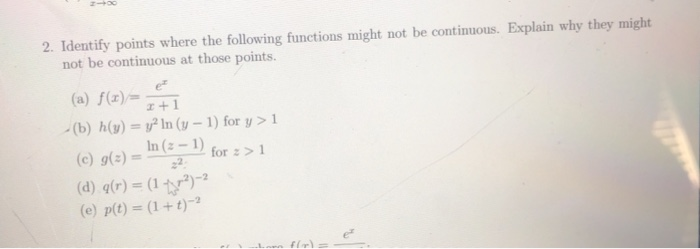 Solved 2. Identify points where the following functions | Chegg.com