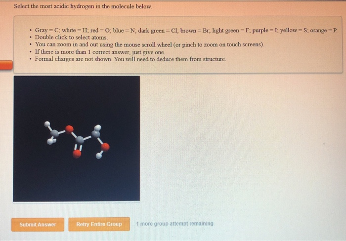 Solved Select the most acidic hydrogen in the molecule | Chegg.com