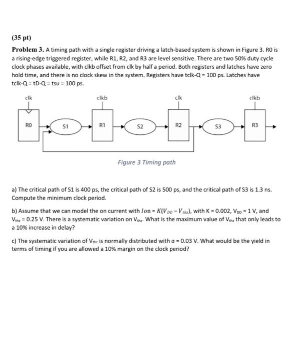 Solved Problem 3. A timing path with a single register | Chegg.com