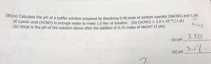 Solved 28)(a) Calculate The PH Of A Buffer Solution Prepared | Chegg.com