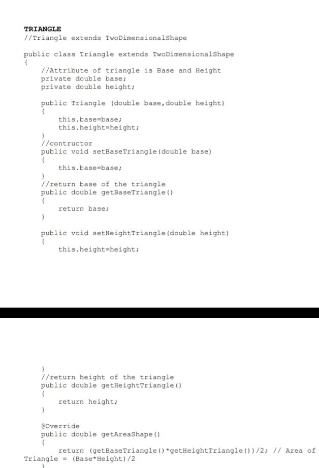 Solved SHAPE //Shape.java //Shape superclass public class | Chegg.com