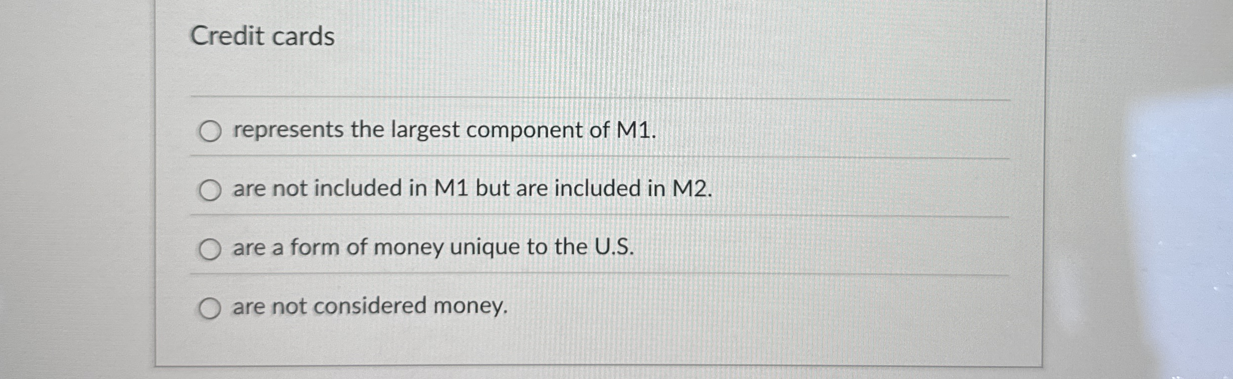 Solved Credit cardsrepresents the largest component of | Chegg.com