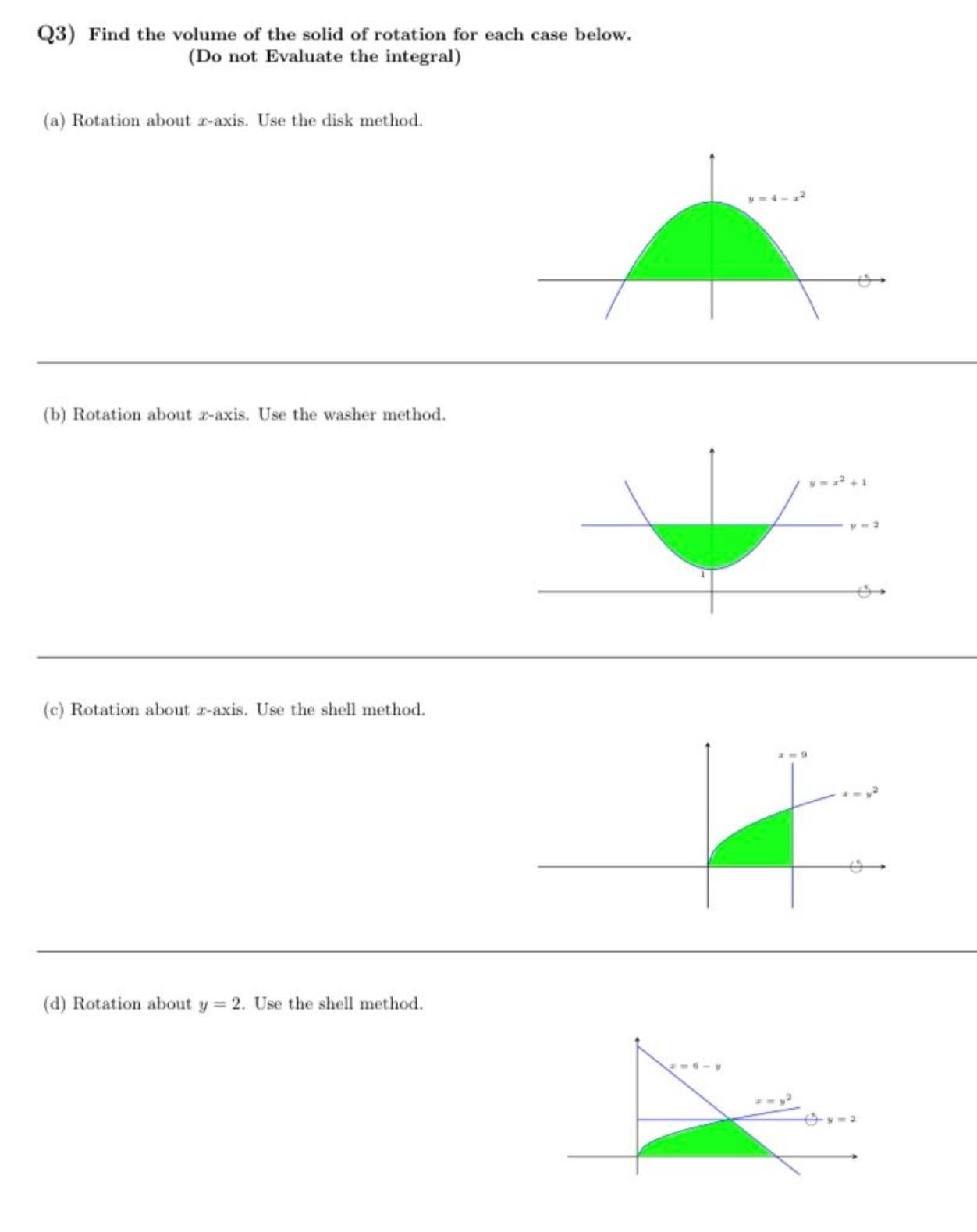 Solved Q3) ﻿Find the volume of the solid of rotation for | Chegg.com
