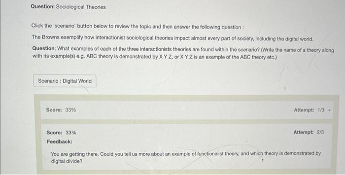 Question: Sociological Theories Click The 'scenario' | Chegg.com