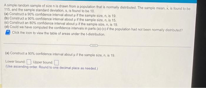 Solved A simple random sample of size n is drawn from a | Chegg.com