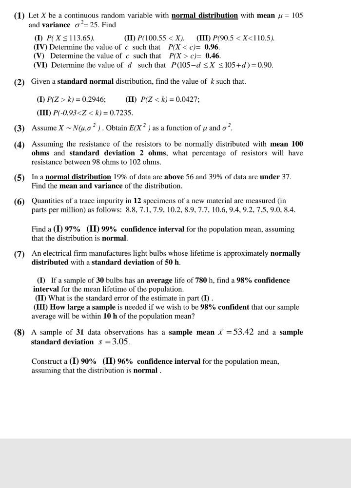 Solved 1 Let X Be A Continuous Random Variable With Nor Chegg Com