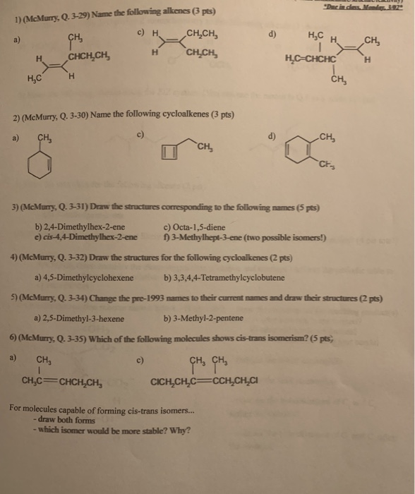 Solved Daciados 1 Mcmurry Q 3 29 Name The Following A Chegg Com