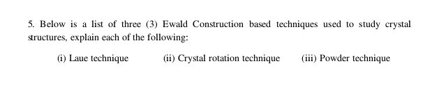 Solved 5. Below is a list of three (3) Ewald Construction | Chegg.com
