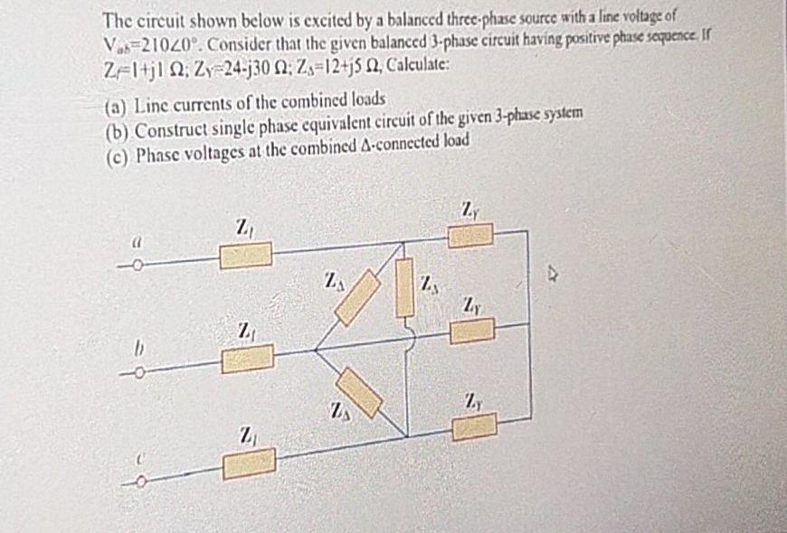 Solved The circuit shown below is cxcited by a balanced | Chegg.com
