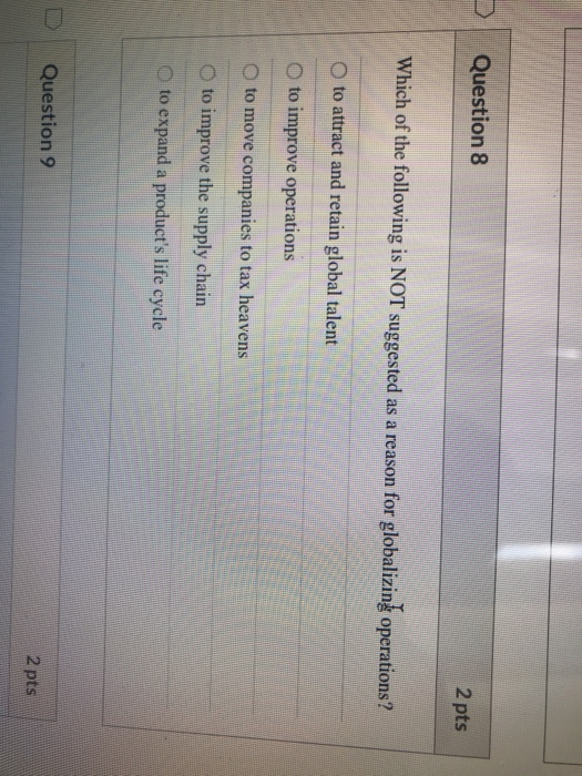 Solved Question 8 2 pts Which of the following is NOT | Chegg.com