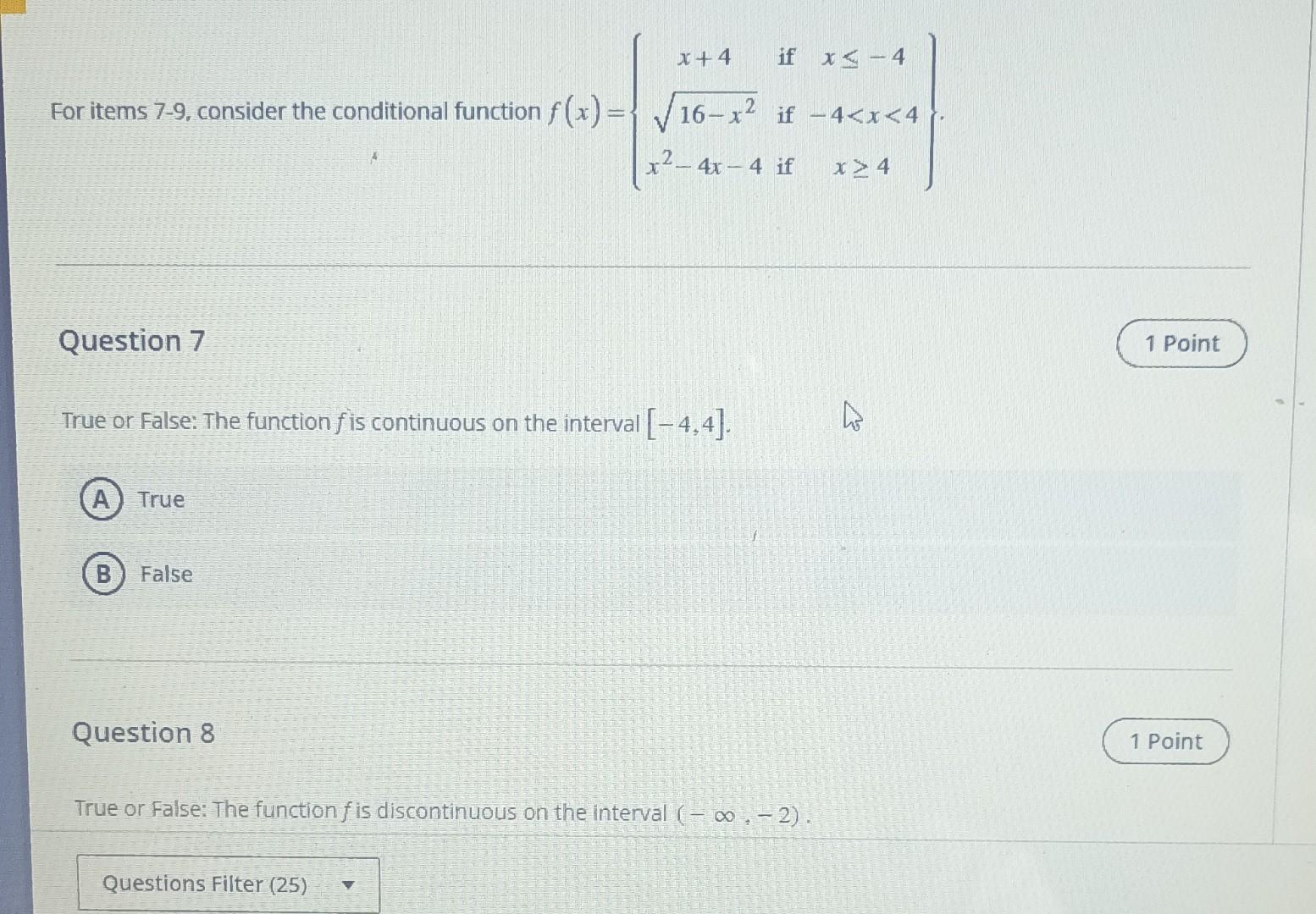 Solved For items 7-9, consider the conditional function | Chegg.com