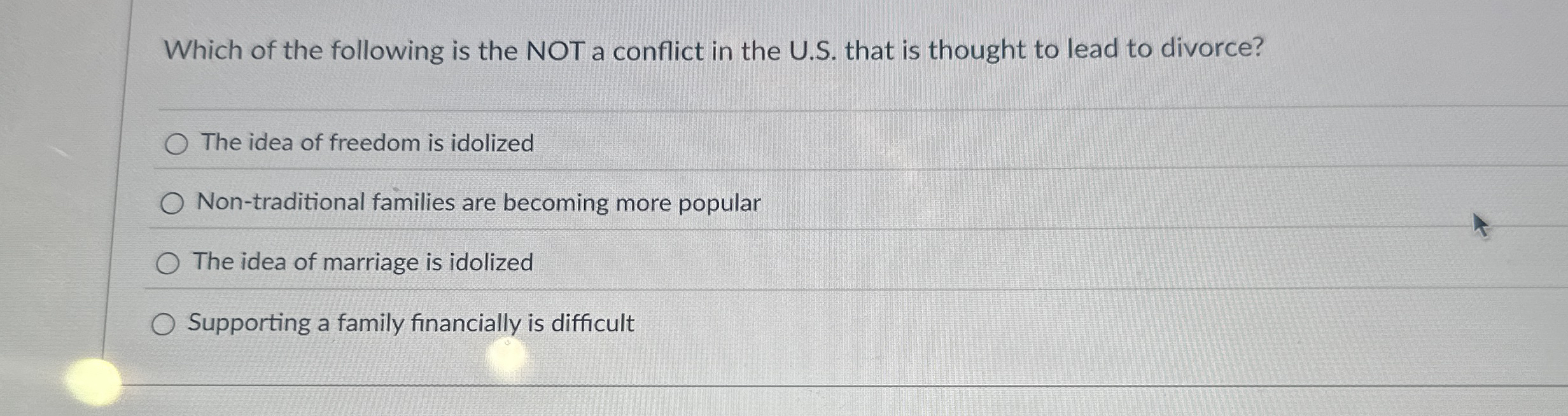 Solved Which of the following is the NOT a conflict in the | Chegg.com