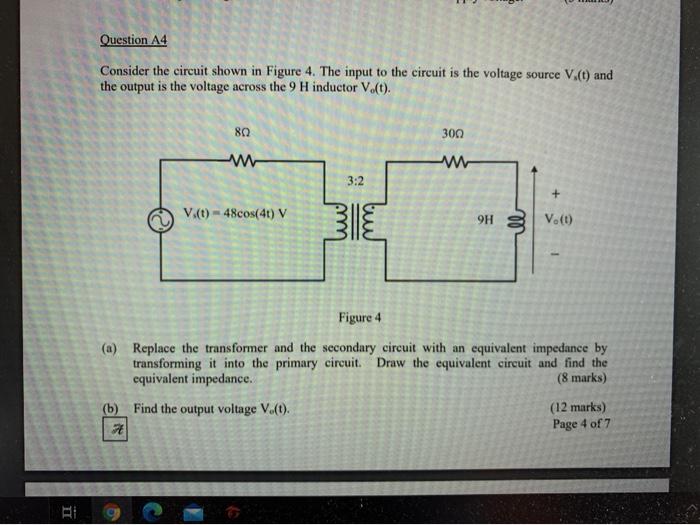 Solved Question A4 Consider the circuit shown in Figure 4. | Chegg.com