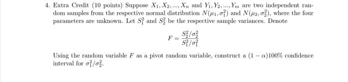 Solved 4. Extra Credit (10 points) Suppose X1, X2, ..., X. | Chegg.com
