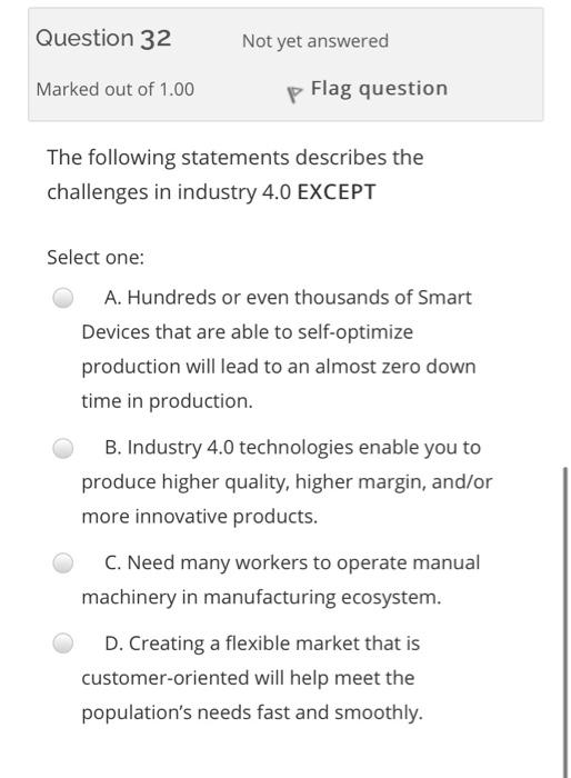 Solved Not yet answered question 30 Marked out of 1.00 p | Chegg.com
