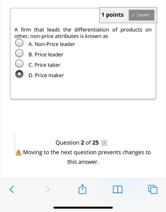 Solved 1 points Saved A firm that leads the differentiation | Chegg.com