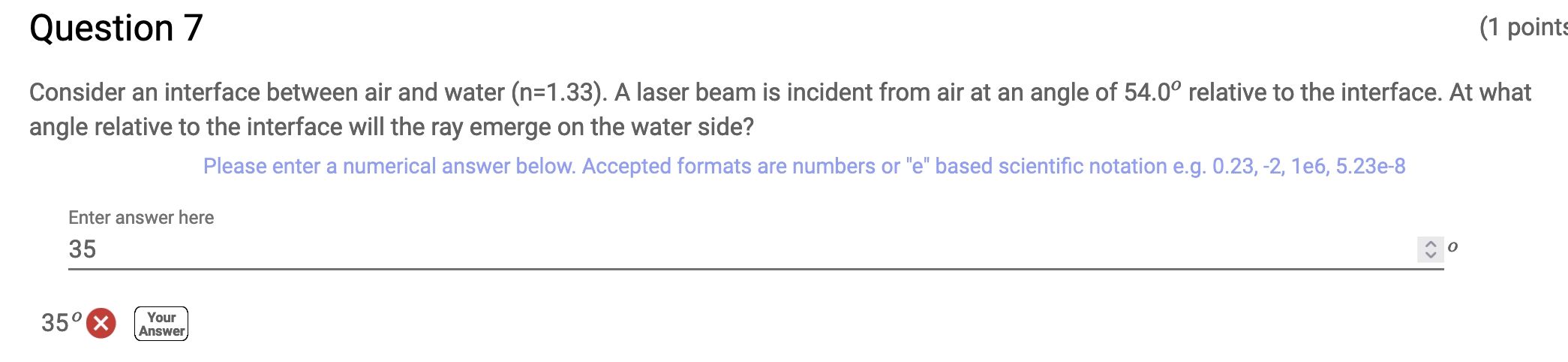 Solved Question 7Consider an interface between air and water | Chegg.com