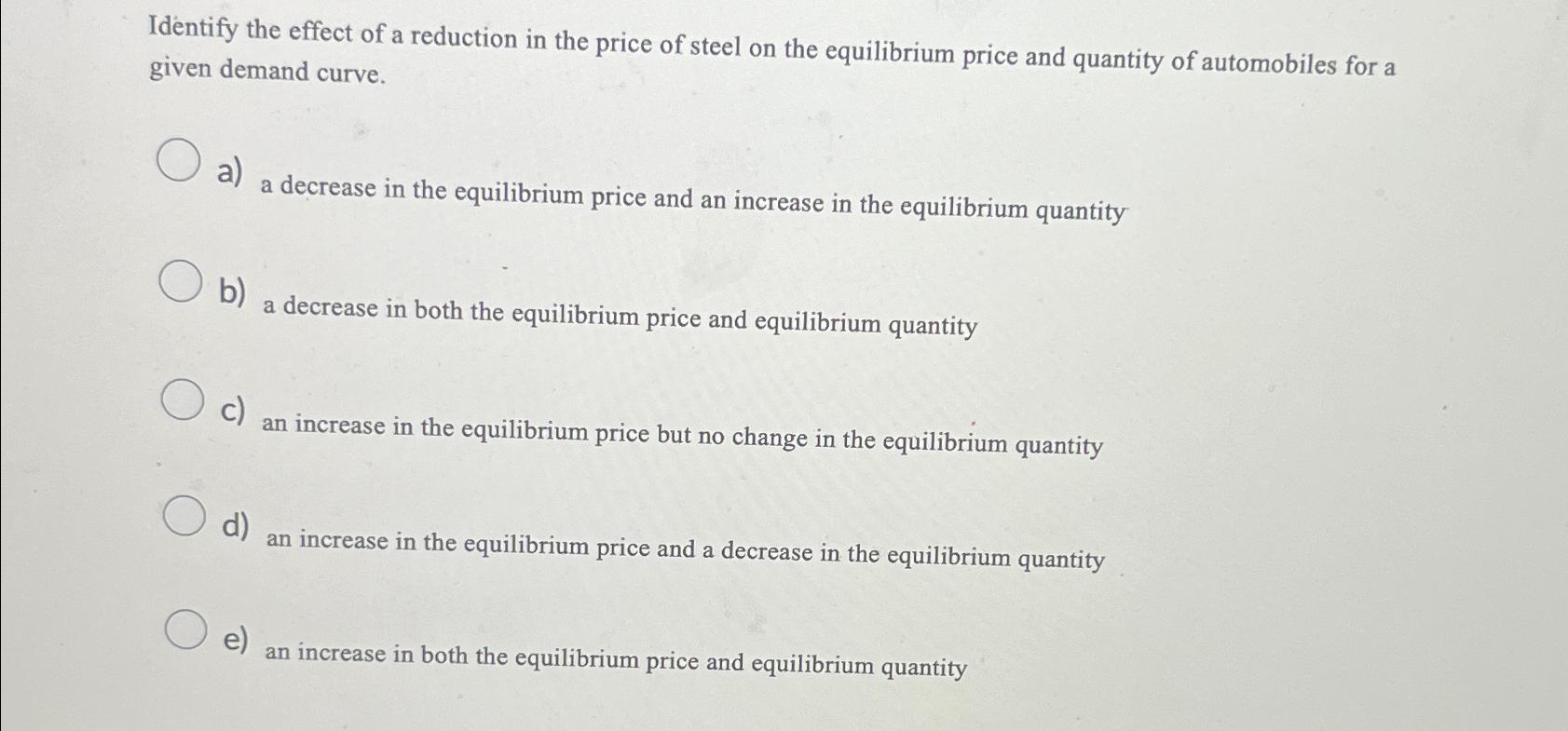 Solved Identify the effect of a reduction in the price of | Chegg.com