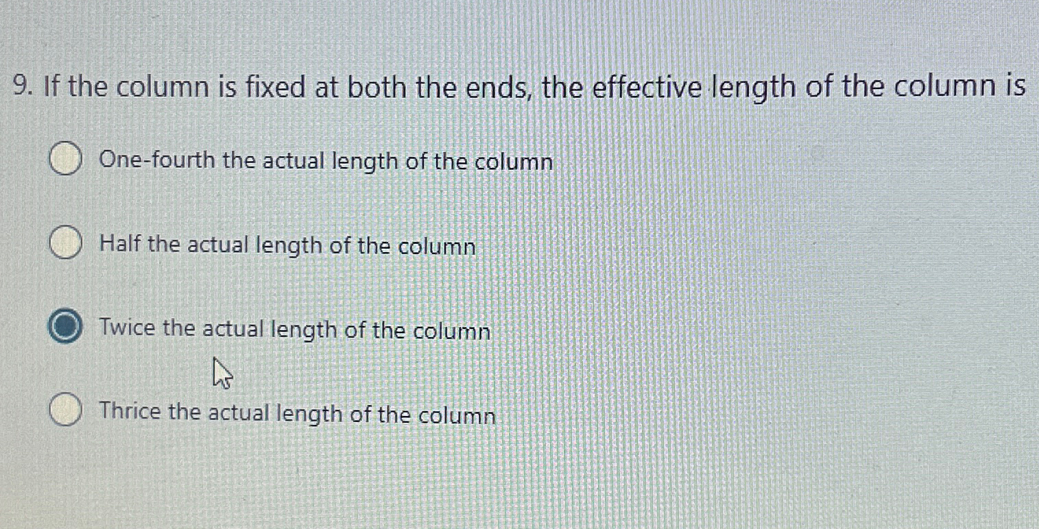 Solved If the column is fixed at both the ends, the | Chegg.com