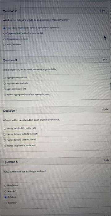 Solved Question 2 1 pts Which of the followine would be an | Chegg.com