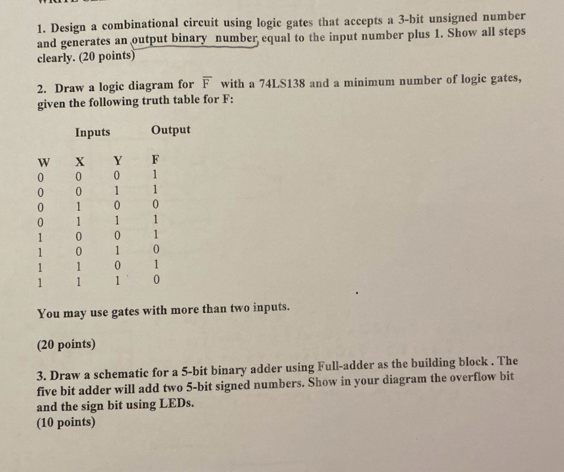 Solved Design a combinational circuit using logic gates that | Chegg.com