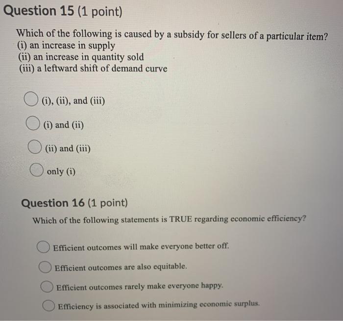 Solved Question 15 (1 point) Which of the following is | Chegg.com