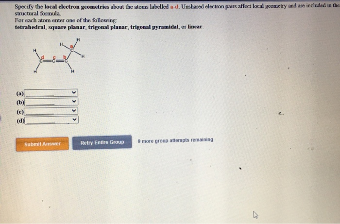 Solved Specify The Local Electron Geometries About The Atoms | Chegg.com