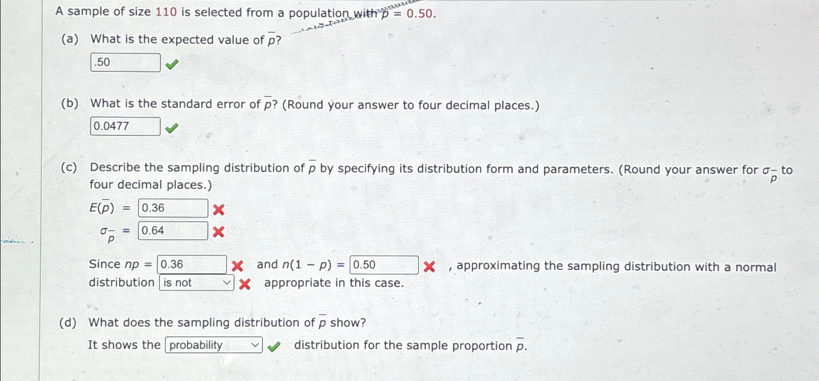 Solved A sample of size 110 ﻿is selected from a population | Chegg.com