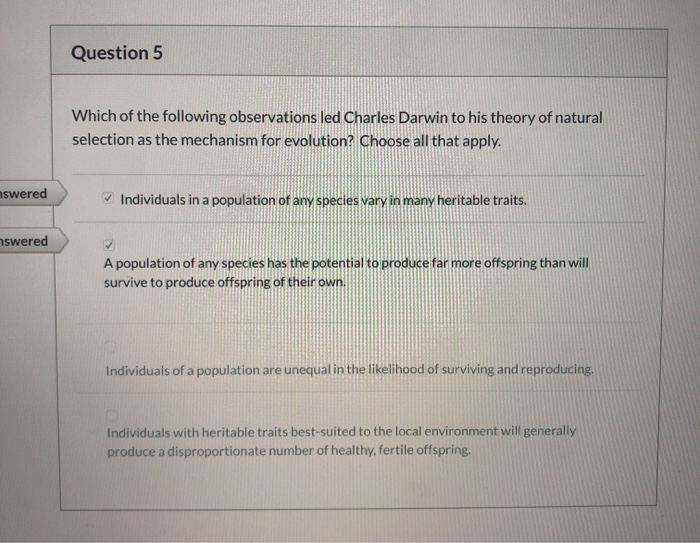 Solved Question 5 Which of the following observations led