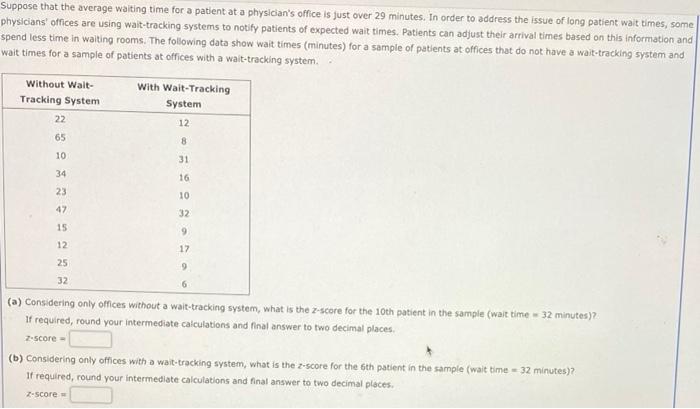 Solved Suppose That The Average Waiting Time For A Patient