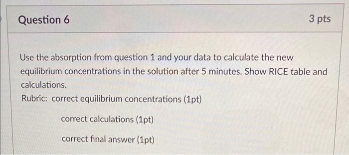 Solved Use the absorption from question 1 and your data to | Chegg.com