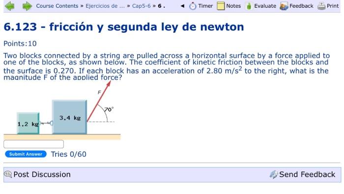 Solved \(  \) - fricción y segunda ley de newton 