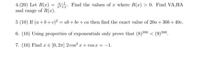 Solved 4 20 Let R X Find The Values Of X Where R X Chegg Com