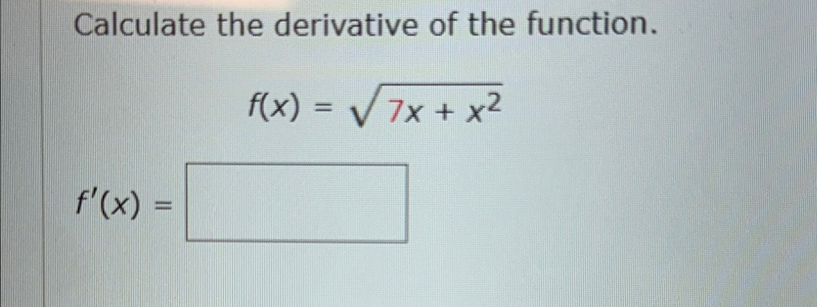 calculate the derivative of the function f x 9x x2