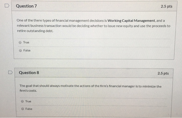 Solved Question 7 2 5pts One Of The There Types Of Financial Chegg